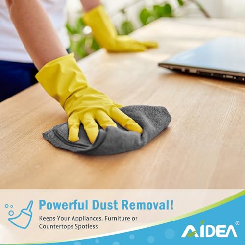 AIDEA Microfiber Cleaning Cloth Grey-50PK, Soft Absorbent Rags, Microfiber Towels for Cars, Kitchen Towels, Dusting Cloth for Home, Window, Cleaning Supplies, 12"×12" - color: Grey