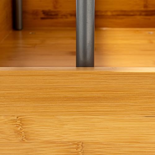 Household Essentials Glidez Steel and Bamboo Pull-Out/Slide-Out Storage Organizer for Under Sink or Cabinet Use - 2 -Tier Design - Fits Standard Size Cabinet or Shelf, Natural and Chrome - size: 11.5", style: Undersink