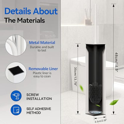 White Toilet Brush with Holder,Durable Cleaning Toilet Bowl Brushes with Holders - color: White