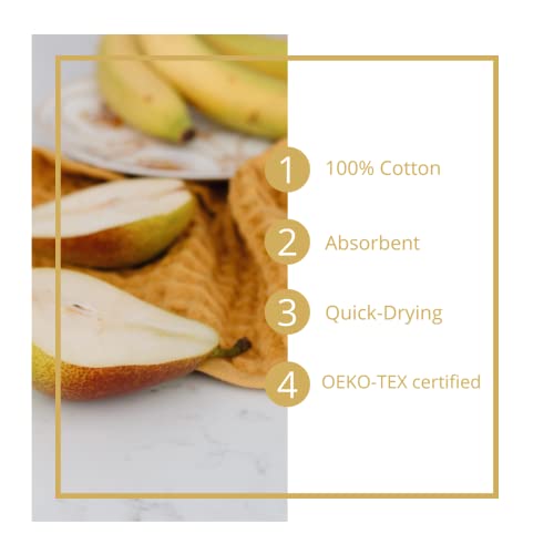 Waffle Washcloths Set, 100% Turkish Cotton (Mustard) - color: Mustard, size: Washcloths Set (4 Pieces)