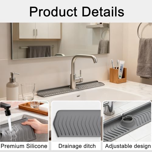 30 Inch Silicone Kitchen Sink Faucet Mat, Adjustable Waterproof Splash Guard Draining Mat Keep Countertops Dry (Green) - color: Green