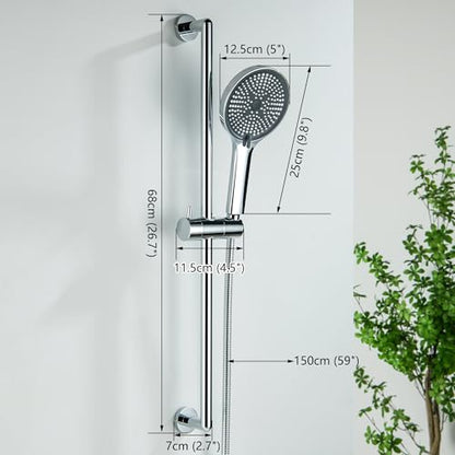 Handheld Shower Head with Slide Bar, 26 Inch Stainless Steel Shower Slide Bar with 3 Function Shower Head, Chrome - style: Chrome