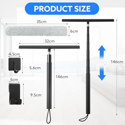 wlich Shower Squeegee with Long Handle, 57" Telescopic Window Squeegee for Shower Glass,Floor,Tile and Car Windshield