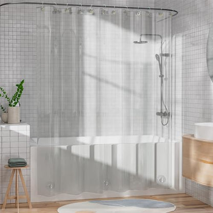 AmazerBath Shower Curtain Liner, 100% EVA Silky Soft Clear Heavy Duty Shower Curtain and Liner 2-in-1, 72x72 Luxury Plastic Weighted Bathroom Shower Liner, 12 Rustproof Grommets & 3 Heavyweight Stones - color: Rainbow Ethereal, size: 72"W x 72"L (Pack of