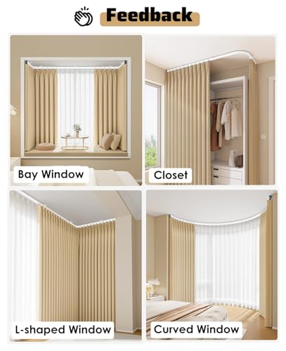 Curtain Track Bendable Tracks for Curtains 1m 2m 3.0m 4m 5m 16 Ft 16.4ft, White PVC Bay Window Curtain Rail and Fittings, Curved Rooms Divider Shower Curtain Rod(Wall Mount,5m/197in/16.4ft) - color: Wall Mount, size: 5m/197in/16.4ft