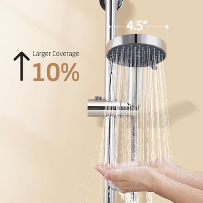 KES Adjustable Shower Head with Slide Bar, Handheld Shower Head Holder 5 Function with Extra Long Hose System Set, Wall Mount 18/8 Stainless Steel Polished Finish, F204-PS-C1 - color: Polished Silver