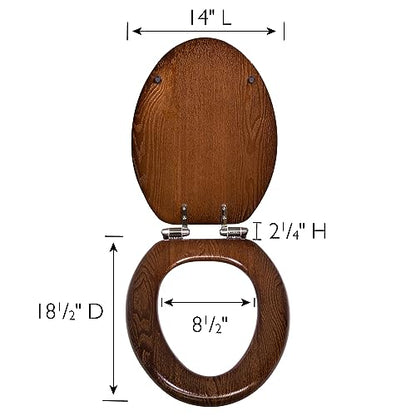 Design House Dalton Elongated Toilet Seat, Java Brown | Surface, Traditional, Wood, Hardware, 560235-JV - color: Dark Wood