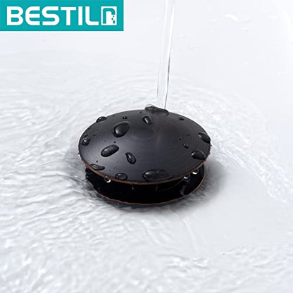 BESTILL Bathroom Sink Drain Stopper, Push Pop Up Drain Without Overflow, Oil Rubbed Bronze - color: Oil Rubbed Bronze, style: without Overflow