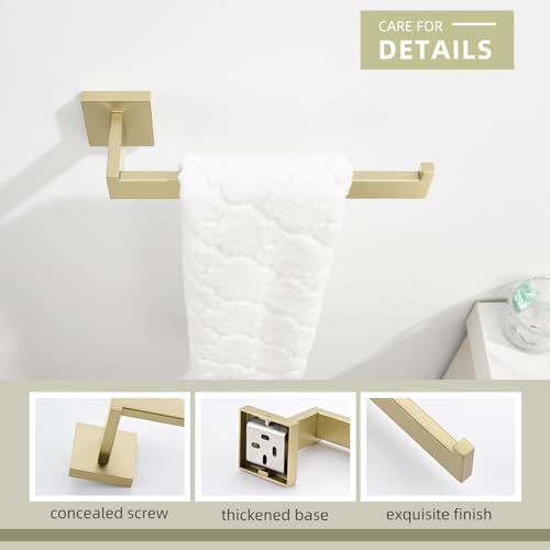 Angle Simple Hand Towel Holder Brushed Gold, Bathroom Towel Bar Wall Mount | Light Gold Tone, 10.24 Inches, Solid SUS304 Stainless Steel, Handy Open Sided Design for Laundry Kitchen Shower Vanity Sink - color: Brushed Gold