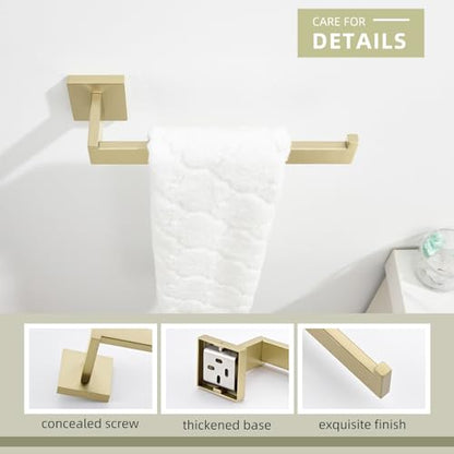 Angle Simple Hand Towel Holder Brushed Gold, Bathroom Towel Bar Wall Mount | Light Gold Tone, 10.24 Inches, Solid SUS304 Stainless Steel, Handy Open Sided Design for Laundry Kitchen Shower Vanity Sink - color: Brushed Gold