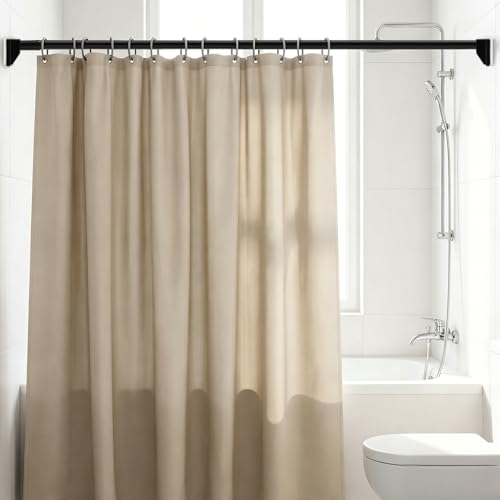 Umimile Tension Curtain Rod 75-102 Inch, Adjustable Shower Rod, Black | 1.26" heavy-duty rustproof steel, super grip diamond end caps stay securely. No-Drill. Fits bathroom, closet & windows. - size: 75-102”