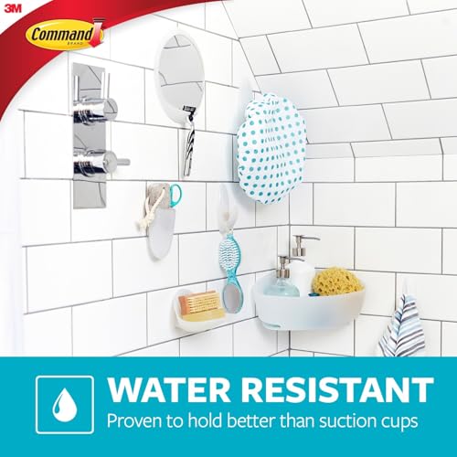 Command Large White Bath Hooks, 1 Hook, 2 Strips | Water Resistant, Damage-Free Hanging, Ideal for Bathroom Organization, Great for Hanging Bath Towels, Holds up to 7.5 lb - size: Large