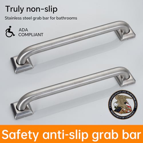 joyrain 500lb Capacity Stainless Steel Grab Bar - Heavy Duty Bathroom Safety Rail for Elderly, Anti-Slip Shower Handle, ADA Compliant (Brushed Stainless Steel, 16 inch) - color: Brushed Stainless Steel, size: 16 inch