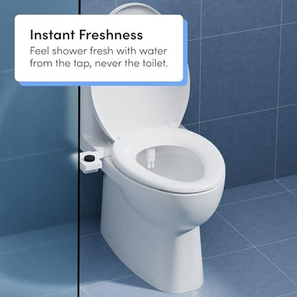 TUSHY Fresh Dual Nozzle Cool Water Bidet, Matte Black Knob | Ultra Slim Toilet Seat Attachment, Non-Electric, 180° Front and Rear Wash, Self-Cleaning, 10 Minute DIY Install - color: Matte Black Knob, style: Dual Nozzle