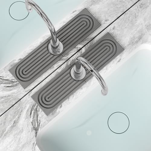 2 PCS Diatomite Stone Faucet Mat for Kitchen Sink, Dark Grey, Quick Drying Water Absorbing Pad, Sink Splash Guard & Protector for Kitchen and Bathroom Counter (Gray-Short) - color: Gray-Short