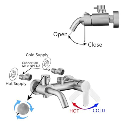 HDSRYJXH Shower Faucet - Shower Faucets Sets Complete, Shower System - Outdoor Shower Kit/Outdoor Shower Fixtures W/ SS304 Shower Head with 3 modes Handheld, Brushed Nickel - color: Brushed Nickel-01