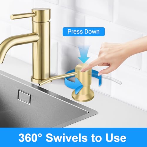 Soap Dispenser Kitchen Sink, Sink Soap Dispenser, 47" Extension Tube kit, Dish Soap Dispenser Pump, No Need More Refills (Gold) - color: Golden