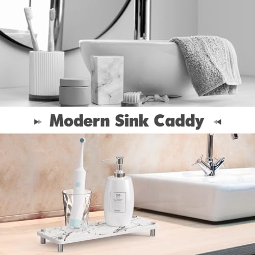 Kitchen Sink Caddy, Kitchen Sink Caddy Diatomite Water Absorbing Stone Tray, Marble - color: Marble