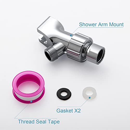OFFO Shower Head Holder with Solid Metal Ball Joint for Handheld Shower Head, Adjustable Shower Arm Mount for Connecting Shower Arm and Shower Hose, 1/2 in IPS Female Inlet and Male Outlet, Chrome - style: Chrome