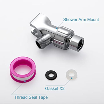 OFFO Shower Head Holder with Solid Metal Ball Joint for Handheld Shower Head, Adjustable Shower Arm Mount for Connecting Shower Arm and Shower Hose, 1/2 in IPS Female Inlet and Male Outlet, Chrome - style: Chrome