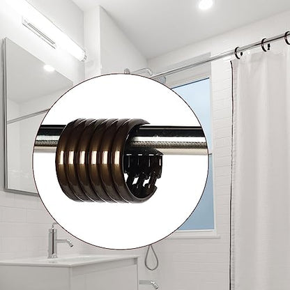 Bronze Shower Curtain Hooks Rings, 12 Pcs Circular Plastic Shower Curtain Rings for Bathroom, Plastic Shower Curtain Hooks for Shower Curtain Rod, Shower Hooks Rings for Shower Curtain - color: Bronze