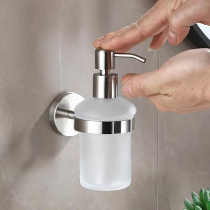 Hand Soap Dispenser Wall Mount, Glass Pump Bottle for Kitchen & Bathroom, Dish Soap Dispenser with Stainless Steel Pump, Dispenser Pump Bottle for Lotions,Liquid Soaps