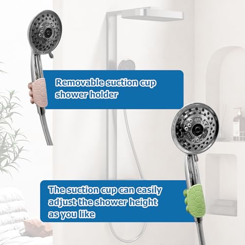 2 Pack Premium Silicone Shower Head Holder Bracket Movable relocatable Universal Suction Cup Hand Shower Holder Bracket no Drilling Strong Suction mounting Stand