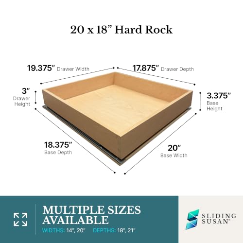 SlidingSusan HardRock MDF Pull-Out Cabinet Drawer Organizer 20"W x 18"D | Heavy Duty (100Lbs) Wooden Pullout Inserts, Soft Close Sliding Shelf for Kitchen Cabinets, Pantry, Storages - Fully Assembled - size: 20x18x3'