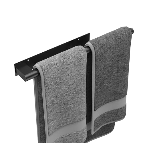 Hand Towel Holder, Adhesive or Drill Wall Mount, Matte Black | 15 Inch Hand Towel Bar, 304 Stainless Steel, Rustproof, Stick on Towel Racks for Bathroom, Kitchen, RV - color: Matte Black