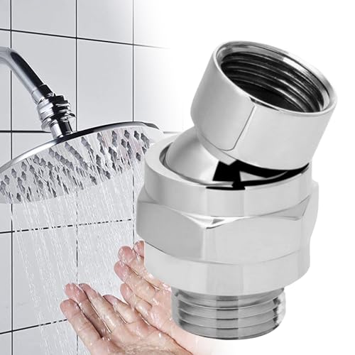 Shower Head Swivel Adapter, Adjustable Pivot Ball To Adjust Showerhead Angle, Universal All Metal Shower Arm Extension Connector, Showering Components(COLOR:silver) - color: Silver