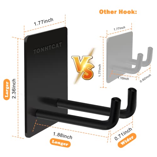 Adhesive Hooks, Stick on Stainless Steel Towel Robe Razor Wall Hooks for Bathroom Kitchen, Sticky Heavy Duty Durable Shower Hangers for Hanging Hat Coat Key 6-Pack (Black) - color: black(6PCS)