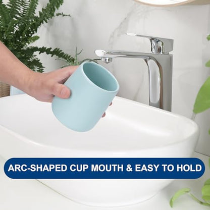 Bathroom Tumbler Cup Ceramic 2Pcs 13.5oz Reusable Toothbrush Cup 400ml,Toothbrush Holder Adequate for Your Bathroom (Cyan) - color: Cyan, size: 2pcs