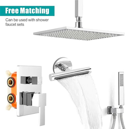 SKOWLL Waterfall Shower Adjustable, Wall Mount Modern Rainfall Waterfall Shower Head Set, Polished Chrome Waterfall Showerhead Jet, High Pressure Shower Body Spray Jets - color: Polished Chrome