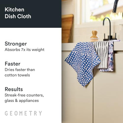 GEOMETRY Kitchen Dish Cloths - Quick Dry Dishcloths for Kitchen - Premium Dish Rags with Geoweave - 3-Pieces Tiny Petals - color: Linen Breeze, style: Dishcloth