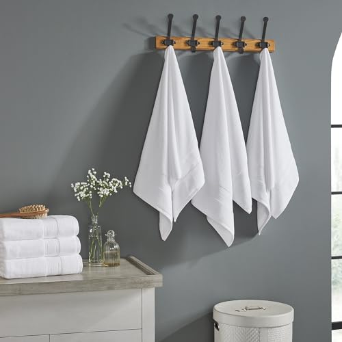 Modern Threads Hotel Collection 6-Pack 100% Ring Spun Cotton, Highly Absorbent Quick Drying Bath Towel Set, White, 24x48 - size: 24x48