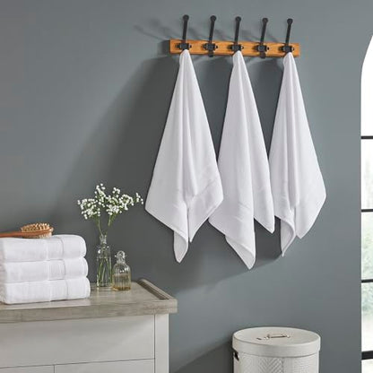 Modern Threads Hotel Collection 6-Pack 100% Ring Spun Cotton, Highly Absorbent Quick Drying Bath Towel Set, White, 24x48 - size: 24x48