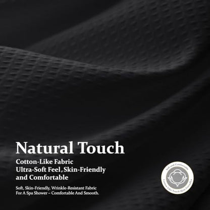 Extra Long Waffle Shower Curtain 256 GSM Fabric 72"x84" Black | 84 Inch Long, Thick Cloth, Weighted Hem, Water Repellent, Tall Hotel Luxury Polyester Shower Curtains for Bathroom 12 Hooks - color: Black, size: 72"W x 84"L (Pack of 1)