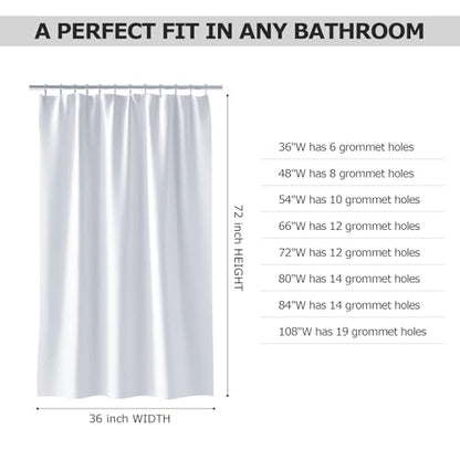 White Fabric Shower Curtain,Hotel Quality Shower Curtain Liner,Heavy Duty Cloth 12 G,Water Repellent Shower Liner,Machine Washable 66 x 72 Inches - size: 66"W x 72"L (Pack of 1)