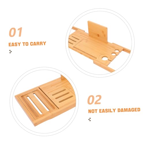 LIFKOME Bathtub Tray Expandable Bath Tub Table Bamboo Storage Rack for Bathroom Accessories