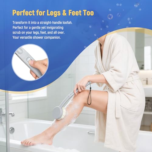 Long Handled Flower Loofah Sponge for Back, Back Scrubber Brush for Shower, Loofah Sponge on a Stick for Men,Women,Elderly - size: 1 Count (Pack of 1)