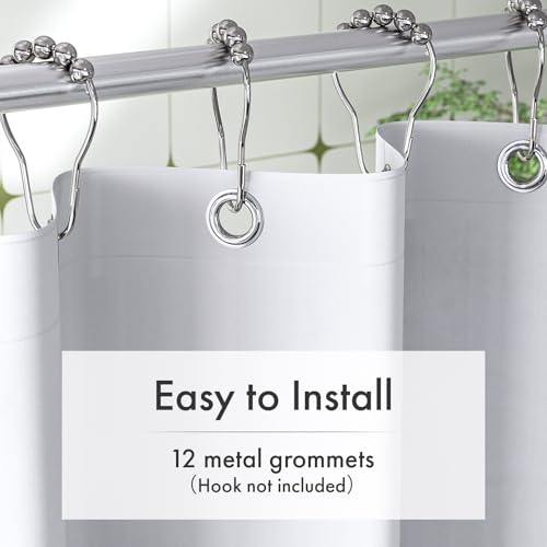 White Shower Curtain Liner with Magnets, 72x84 Plastic Shower Liner PEVA Waterproof Medium Weight Inside Shower Curtains Liner for Bathroom with Rustproof Grommet - color: White, size: 72"W x 84"L (Pack of 1)