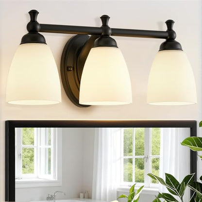 EJIAXIN Vanity Lights for Bathroom, 3-Light Modern Vanity Light Over Mirror Black Bathroom Light Fixture Bedroom Wall Sconces Lighting for Living Room Cabinet - color: Flat Black