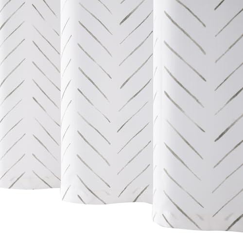 jinchan Small Stall Taupe Grey and White Shower Curtain 48x72 Inches Inky Herringbone Chevron Zig Zag Waterproof Fabric Modern Farmhouse Shower Curtains for Bathroom with 8 Hooks - color: Inky Taupe Grey, size: 48"W x 72"L (Pack of 1)