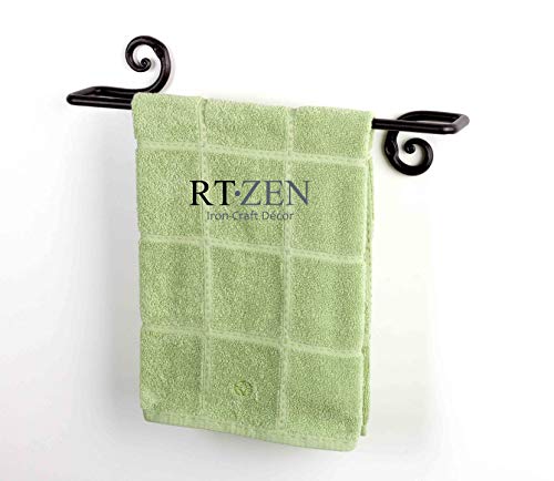Farmhouse Bathroom Towel Holder Wall Mount, Matte Black Decoration | Wrought Iron Metal Towel Bar Rod, Handmade Home Decor Kitchen Hanger Organizer (16'' - Fits 16 Inch Towels) - size: Medium, style: Swirl