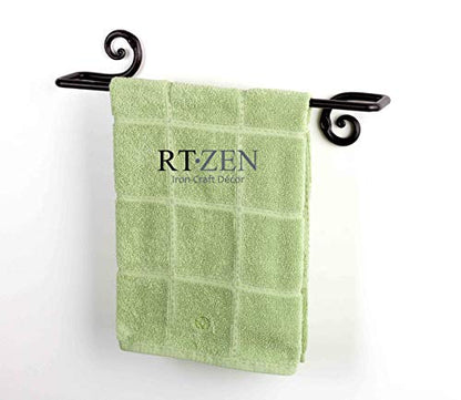 Farmhouse Bathroom Towel Holder Wall Mount, Matte Black Decoration | Wrought Iron Metal Towel Bar Rod, Handmade Home Decor Kitchen Hanger Organizer (16'' - Fits 16 Inch Towels) - size: Medium, style: Swirl