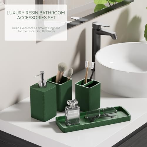 Green Bathroom Set, Dark Green Bathroom Accessories Set with Shower Curtain and Rugs, Bath Towel Sets, Natural Loofah Sponge, Soap Dispenser, Toothbrush Holder, Bathroom Tumbler and Tray for Bathroom - size: Bath Set+Shower Curtain+Rugs+Towel Set+2PCS Loo