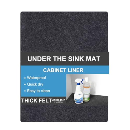 Under The Sink Mat,Cabinet Mat – Absorbent/Waterproof – Protects Cabinets, Premium Shelf Liner, Contains Liquids,Washable(24in x 36in) - size: 24"W x 36"L