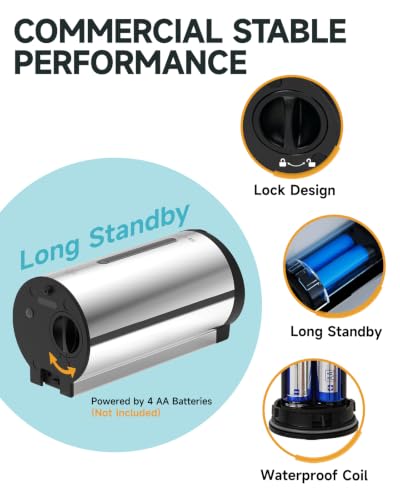 AIKE Classic Automatic Soap Dispenser,25oz for Commercial,Polished AK1205E | 5-Level Adjustable and Savety Key for Commercial(4*AA Batteries Not Included),No-drill and Screw Wall Mount for Space-Saving - color: Polished Stainless Steel
