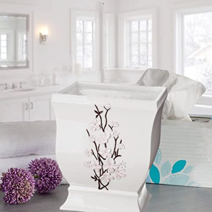 Creative Scents Vanda White Trash Can 1.48 Gal / 5.6L - Decorative Designed Wastebasket - Durable Small Bathroom Trash Can - Waste Basket for Bathroom, Powder Room, Bedroom Or Living Room Decor - style: Trash Can