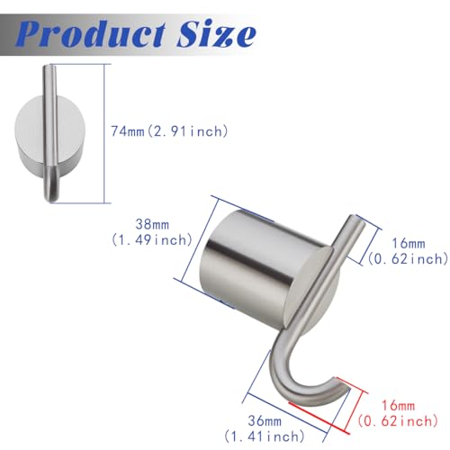 Hooks for Shower, Removable Towel Hooks for Bathroom Wall, Towel Hooks Bathroom Coat Robe Wall Hook Heavy Duty Hanger Towel Robe Clothes,SW-96068-8BN-2. - color: Double Hook-Brushed Nickel
